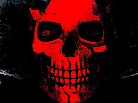 Red Skull Black Ornate Wood Framed Art Print with Double Matting by Allen, Kimberly