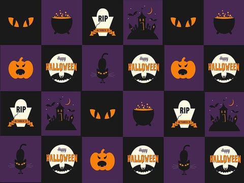 Happy Halloween White Modern Wood Framed Art Print with Double Matting by Allen, Kimberly