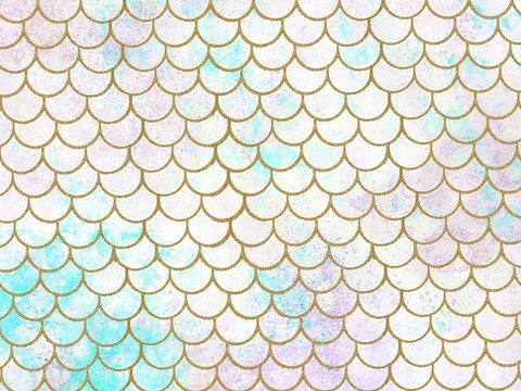 Mermaid Scales White Modern Wood Framed Art Print with Double Matting by Allen, Kimberly