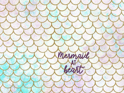 Mermaid Scales W Words Black Ornate Wood Framed Art Print with Double Matting by Allen, Kimberly