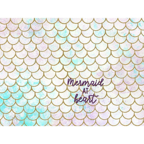 Mermaid Scales W Words Black Modern Wood Framed Art Print by Allen, Kimberly