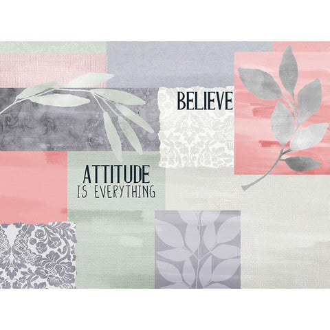 Attitude Patchwork v2 Black Modern Wood Framed Art Print with Double Matting by Allen, Kimberly