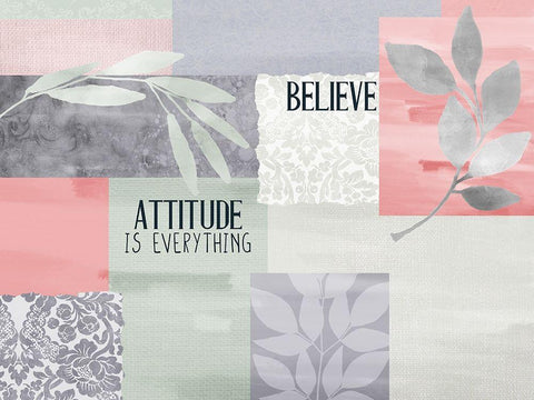 Attitude Patchwork v2 White Modern Wood Framed Art Print with Double Matting by Allen, Kimberly