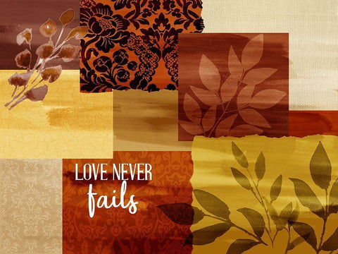 Love Never Fails Black Ornate Wood Framed Art Print with Double Matting by Allen, Kimberly