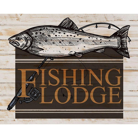 Fishing Lodge V2 White Modern Wood Framed Art Print by Allen, Kimberly