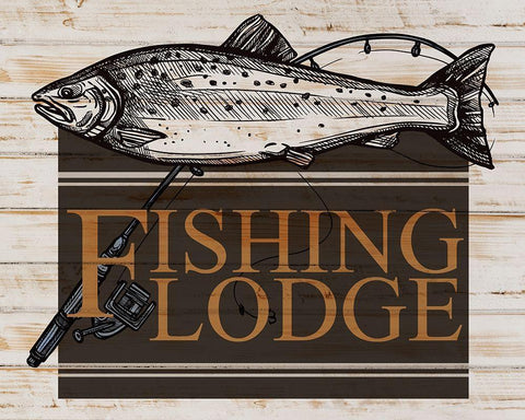 Fishing Lodge V2 Black Ornate Wood Framed Art Print with Double Matting by Allen, Kimberly