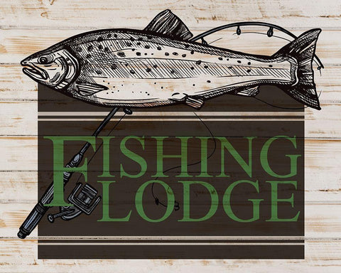 Fishing Lodge White Modern Wood Framed Art Print with Double Matting by Allen, Kimberly
