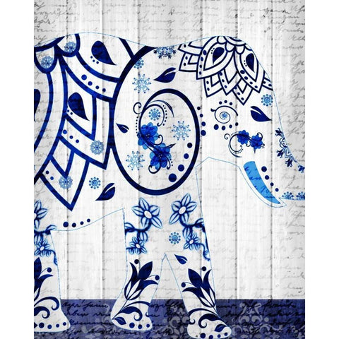 Indigo Elephant 1 White Modern Wood Framed Art Print by Allen, Kimberly