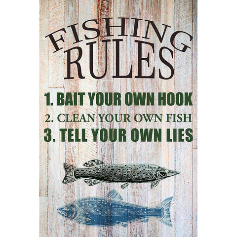 Fishing Rules Black Modern Wood Framed Art Print with Double Matting by Allen, Kimberly