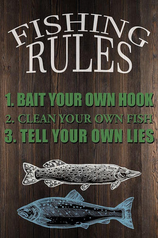 Fishing Rules Black Ornate Wood Framed Art Print with Double Matting by Allen, Kimberly