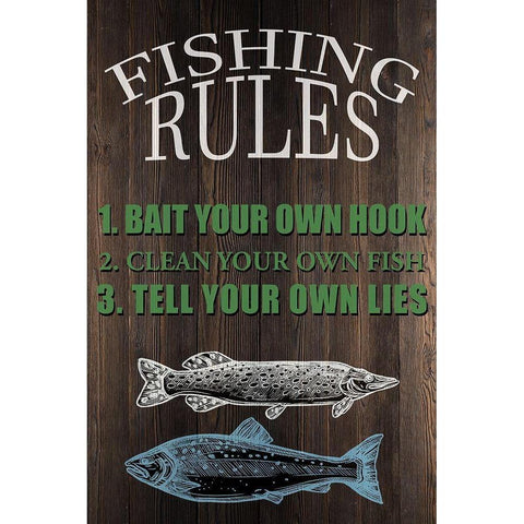 Fishing Rules Black Modern Wood Framed Art Print with Double Matting by Allen, Kimberly