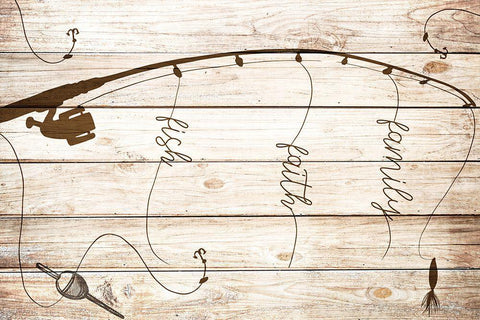 Family Faith Fish Black Ornate Wood Framed Art Print with Double Matting by Allen, Kimberly