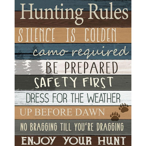 Hunting Rules v2 Black Modern Wood Framed Art Print with Double Matting by Allen, Kimberly