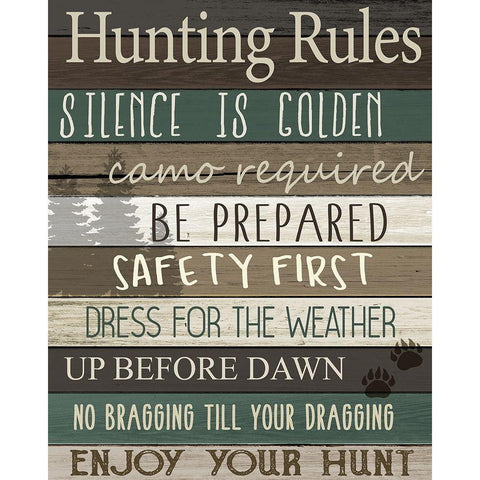 Hunting Rules White Modern Wood Framed Art Print by Allen, Kimberly