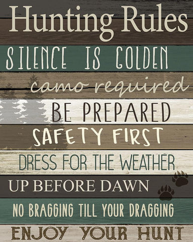 Hunting Rules Black Ornate Wood Framed Art Print with Double Matting by Allen, Kimberly