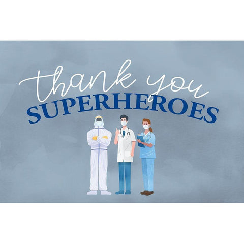 Thank you Superheroes Gold Ornate Wood Framed Art Print with Double Matting by Allen, Kimberly