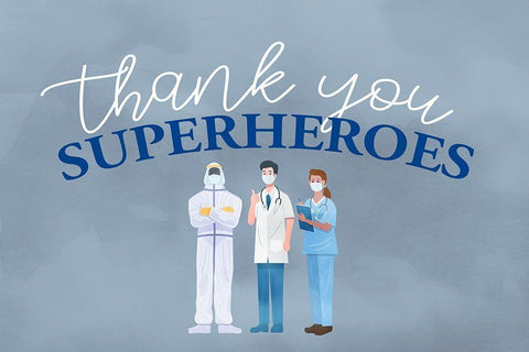 Thank you Superheroes Black Ornate Wood Framed Art Print with Double Matting by Allen, Kimberly