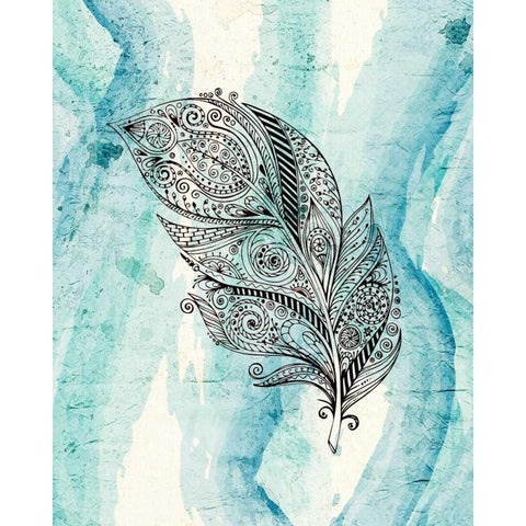 Henna Feather 1 White Modern Wood Framed Art Print by Allen, Kimberly