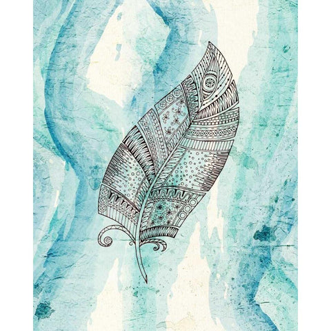 Henna Feather 3 White Modern Wood Framed Art Print by Allen, Kimberly