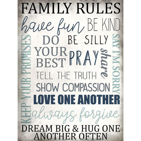 Family Rules Gold Ornate Wood Framed Art Print with Double Matting by Allen, Kimberly
