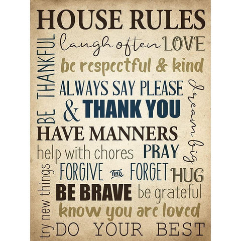 House Rules Black Modern Wood Framed Art Print with Double Matting by Allen, Kimberly