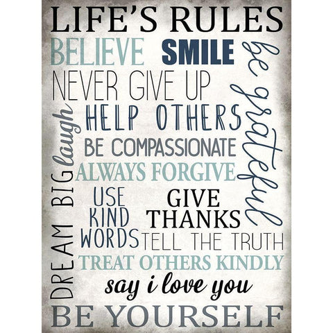Life Rules White Modern Wood Framed Art Print by Allen, Kimberly