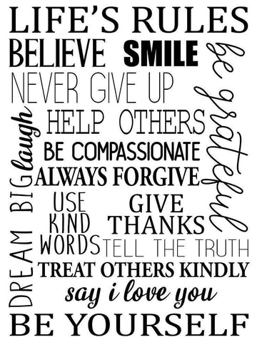 Life Rules BW White Modern Wood Framed Art Print with Double Matting by Allen, Kimberly