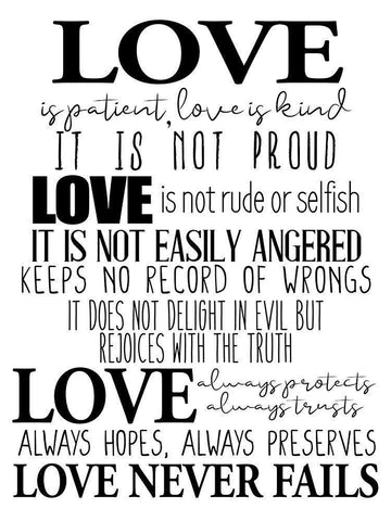 Love Is BW Black Ornate Wood Framed Art Print with Double Matting by Allen, Kimberly