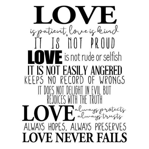 Love Is BW Black Modern Wood Framed Art Print by Allen, Kimberly