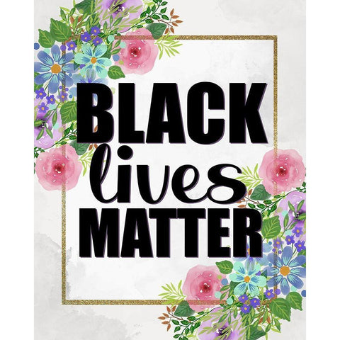 Black Lives Matter Black Modern Wood Framed Art Print with Double Matting by Allen, Kimberly