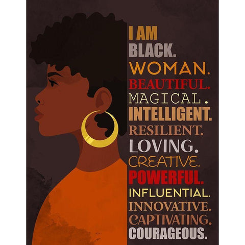 I Am Black Modern Wood Framed Art Print with Double Matting by Allen, Kimberly