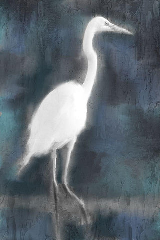 White Heron Black Ornate Wood Framed Art Print with Double Matting by Allen, Kimberly
