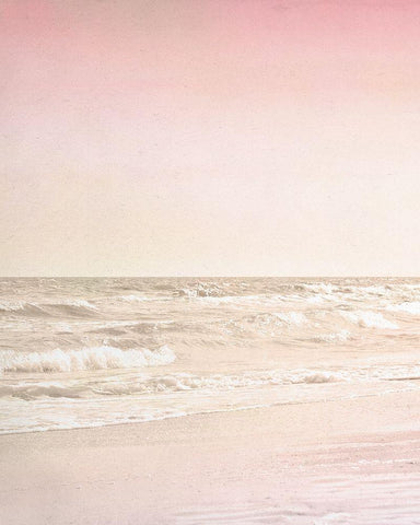 Beach Pink 1 White Modern Wood Framed Art Print with Double Matting by Allen, Kimberly