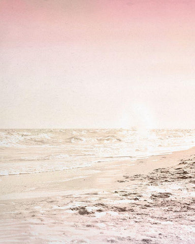 Beach Pink 2 White Modern Wood Framed Art Print with Double Matting by Allen, Kimberly