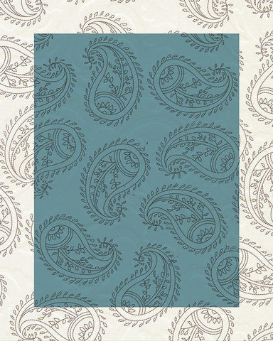 Blue Paisley White Modern Wood Framed Art Print with Double Matting by Allen, Kimberly