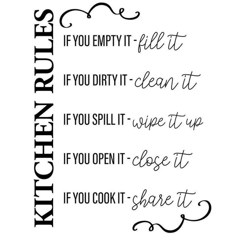 Kitchen Rules Black Modern Wood Framed Art Print by Allen, Kimberly