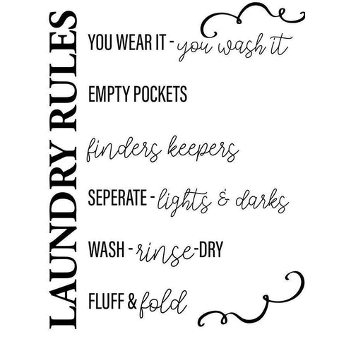 Laundry Rules Black Modern Wood Framed Art Print with Double Matting by Allen, Kimberly