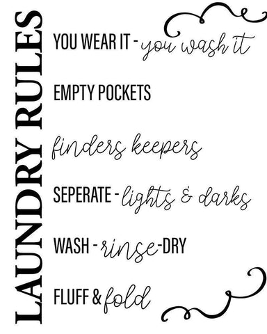 Laundry Rules White Modern Wood Framed Art Print with Double Matting by Allen, Kimberly