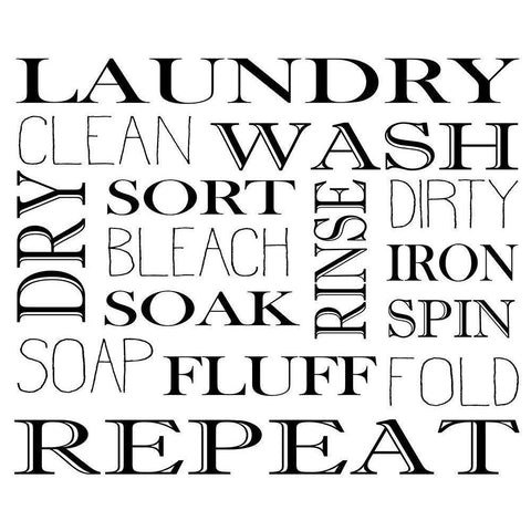 Repeat Laundry Horizontal Black Modern Wood Framed Art Print with Double Matting by Allen, Kimberly