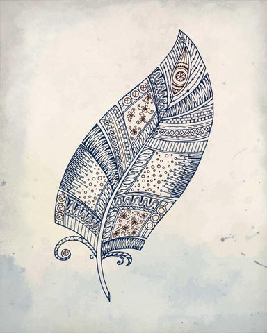 Feather Henna 2 Black Ornate Wood Framed Art Print with Double Matting by Allen, Kimberly