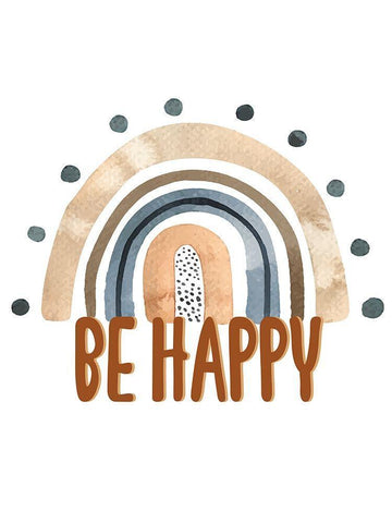 Be Happy Rainbow Black Ornate Wood Framed Art Print with Double Matting by Allen, Kimberly