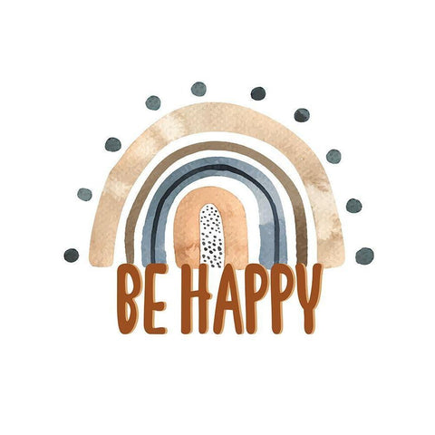 Be Happy Rainbow Black Modern Wood Framed Art Print by Allen, Kimberly