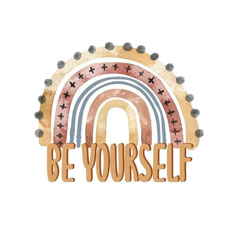 Be Yourself Rainbow Gold Ornate Wood Framed Art Print with Double Matting by Allen, Kimberly