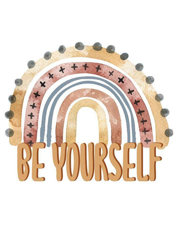 Be Yourself Rainbow Black Ornate Wood Framed Art Print with Double Matting by Allen, Kimberly