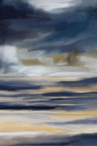 Blue Layers 1 V2 White Modern Wood Framed Art Print with Double Matting by Allen, Kimberly