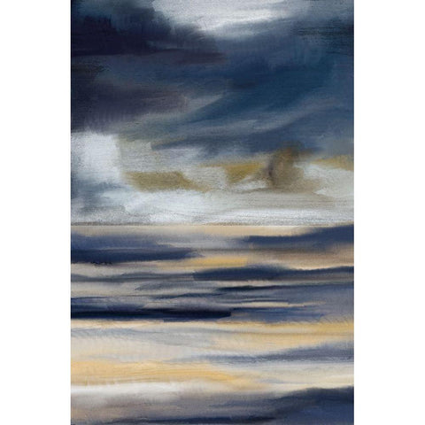 Blue Layers 1 V2 Black Modern Wood Framed Art Print with Double Matting by Allen, Kimberly