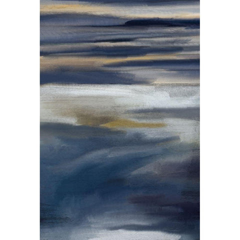 Blue Layers 2 V2 Black Modern Wood Framed Art Print with Double Matting by Allen, Kimberly