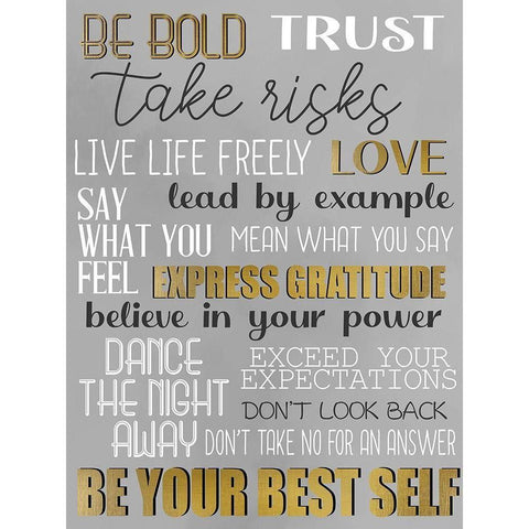 Be Bold 1 Gold Ornate Wood Framed Art Print with Double Matting by Allen, Kimberly