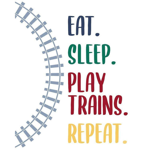Eat Sleep Trains 2 White Modern Wood Framed Art Print by Allen, Kimberly