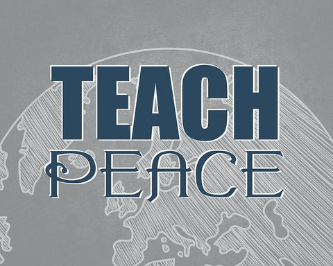 Teach Peace White Modern Wood Framed Art Print with Double Matting by Allen, Kimberly